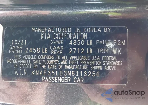 2022 Kia Stinger Gt-Line из США, поврежденный, VIN KNAE35LD3N6113256